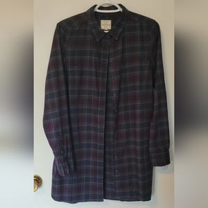 UK Fat Face collection. Stunning long women's plaid shirt. Purple, blues. US 8